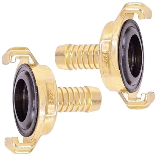 HydroSure Brass Claw Lock Hose Tail 13 mm - Heavy-Duty Garden Hose Connector with Brass Claw Lock and Barbed Tail for Secure 13 mm Tube Fit, Durable Outdoor Watering Component for Lawn, Patio - Pack