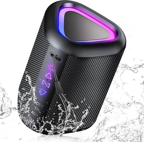 aowoka 2025 Enceinte Bluetooth Portable sans Fil avec Lumière LED, Bluetooth 5.4, 24 hrs, Basses Puissantes, Surround Stéréo, Étanche IPX7, Idéal pour Les Voyages/Sport/Fêtes/Cyclisme (Violet)