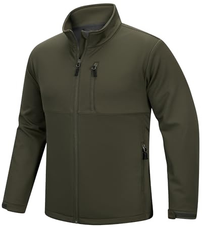 Outdoor Ventures Softshelljackor för Herrar, Vattentät Övergångsjacka, Olivgrön, XXL