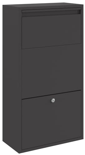 vidaXL Boîte de dépôt de colis avec porte Noir 44 x 22 x 82 cm Acier, Jardin et terrasse, design moderne, boîte aux lettres étanche, rangement élégant, cadre en acier