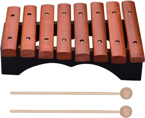 Glockenspiel, 8 noter xylofon musikinstrument träxylofonen innehåller 2 träklubbor för barn