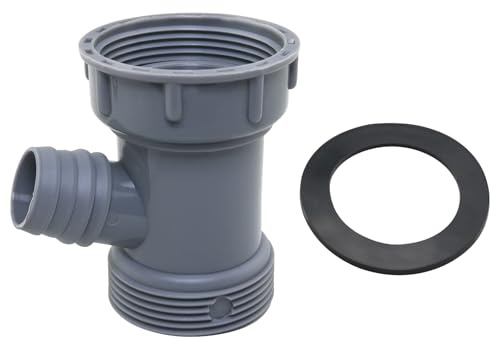 ZZLZX Single Sink Overflow Tee Kitchen Sink Drain Fitting Y Filter Fitting Drain With Gasket 1-1/2 inch Grey For Dishwasher Washer Sinks