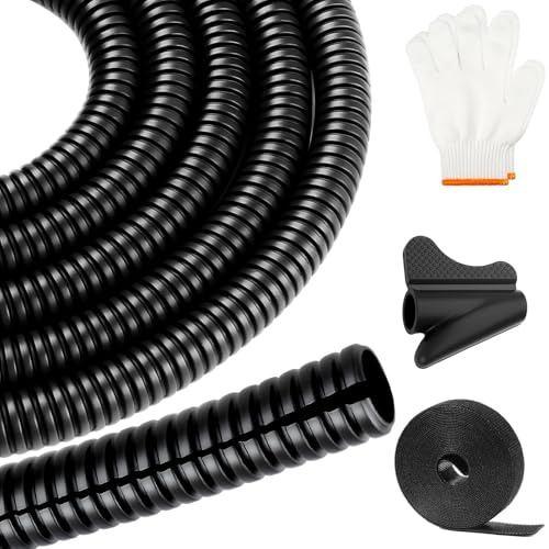 NZNSML Flexible Split Conduit 10 mm x 10 m Underground Split Cable Protector Animal Proof Conduit Cable Management Tidy Sleeve for TV PC Computer Car Office Home Garden, Black