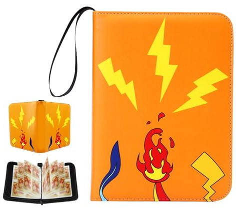 shallyong Sammelkarten Album, 50 Seiten 400 Karten Kapazität Sammelalbum, 4 Taschen Tragbarer Wasserdichtes PU Sammelbuch mit Reißverschluss, Geschenk für Sammler & Kinder (C)