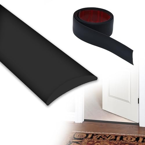 NVGFTG Übergangsprofil Selbstklebend 5cm × 1,2m Übergangsleiste Boden Schwarz Übergangprofil PVC Küchen Bodenleiste Türschwellen Leiste Türleiste Boden für Türschwellen Fußböden Teppiche Fliesen