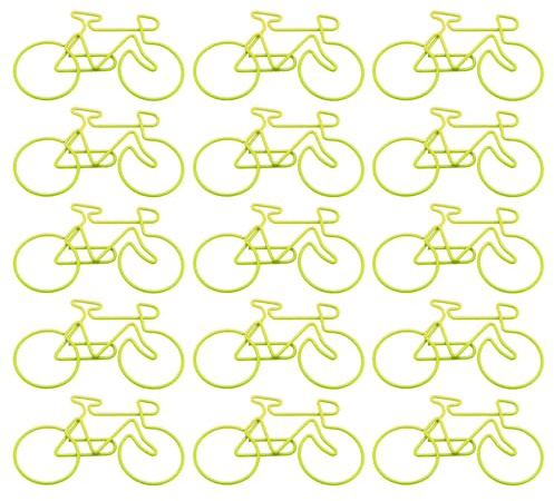 Büroklammern in Fahrradform, 55 x 35 mm, kleine Metallklemme, Ordnungsklammern, Buchseitenmarkierungs-Clips für Büro, Schule, Fahrrad, Clips, 15 Stück
