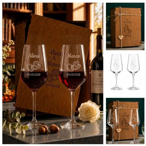 Olesea Copas de vino personalizadas|Regalo para novios y bodas|Aniversarios cumpleaños|Grabadas|Hombre Mujer Pareja|Bodas de Oro