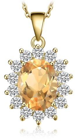 JewelryPalace Prinzessin Diana Kate Middleton Edelstein Amethyst Citrin Granat Peridot Topaz Saphir Rubin Smaragd Ketten Anhänger Silber 925 45CM, Halskette Damen Collier Frauen Schmuck Rosegold Gold