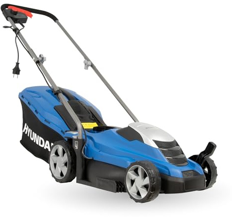 Hyundai Tosaerba elettrico LM3301E da 1300 W, con larghezza di taglio da 33 cm e cesto di raccolta da 35 l, regolabile in altezza a 5 livelli da 25 a 65 mm
