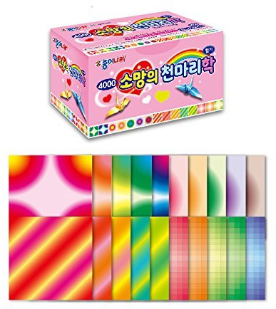 Papel para origami Crane: 1000 hojas de papel plegable de color