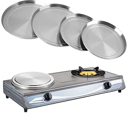 Juego de 4 cubiertas de protección para placas de cocción, tapas de sartenes tapas de placas eléctricas de acero inoxidable como subtarro de cornijones olivos nueces de cocina