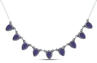mantraroma Kette 925 Silber Edelstein Collier Silber Damen Sterling Silber Halskette Geschenk (MCO-001)