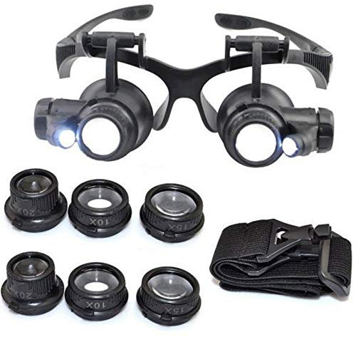 10X 15X 20X 25X LED Lupe,Lupenbrille mit licht,Kopfband Lupen,Verstellbarem LED Licht Lupe für Uhrmacher Reparatur,Hobby,Elektriker,Juweliere,Nähen,Handwerk
