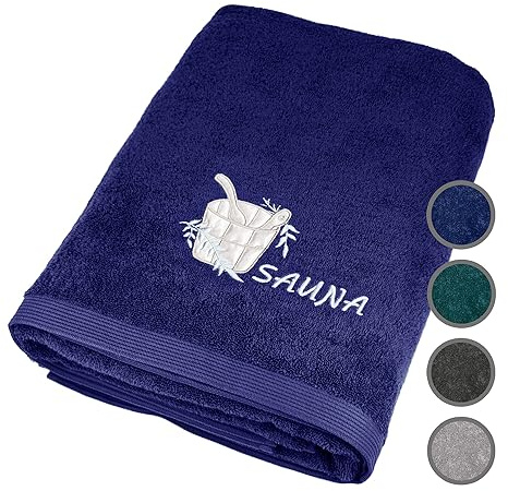 Lashuma Saunahandtuch 100x200 cm, großes XXL Badetuch in Marine Blau | 500 gsm Frottee aus 100% Baumwolle: Saunatuch, Badehandtuch, Duschtuch und Liegetuch für Sauna, Bad & Wellness