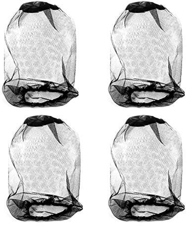 4PCS Midge Head Net, Nylon Mosquito Head Protecting Net, Fine Mesh Insect Netting for Outdoor Hiking Camping Climbing and Walking (Black)