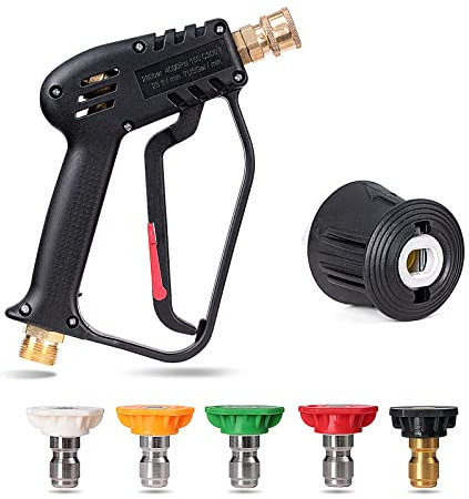 YUET High Pressure Washer Gun Handle with 5 Water Nozzles, 4350 PSI 1/4 Quick Connector Foam Snow Gun Water Washer Car Cleaning Kit M22, Fits 14mm Hose for Kärcher Pressure Washer Machine