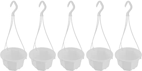 YARNOW Blumenampel Rund Hängeampel Hängend Blumentopf Pflanzen Halter Aufhänger Blumenhänger Pflanzhänger Hängepflanztopf mit Haken für Innen Außen Decken Balkone Wanddeko 5 Stück Weiß