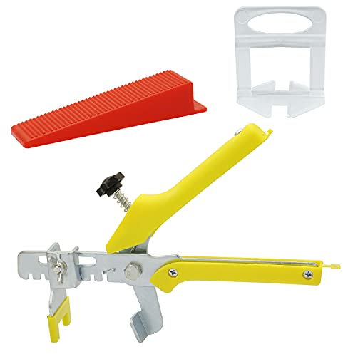 Tile Leveling System 300Pcs 2mm Tile Spacers Clips and 100Pcs Tile Wedges and 1Pcs Floor Tile Plier Lever Building Walls Floors Tile Tools Kit