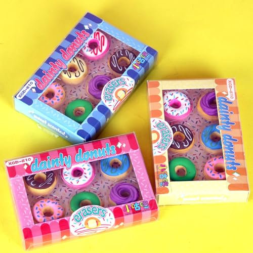 Kreatives Radiergummi Krapfen Kindergeburtstag Radierer Party bunte lustige Radiergummi Set für Kinder Geschenk als Geburtstagsgeschenk Studenten Belohnung Schule Klassenzimmer Party, 18 Stück
