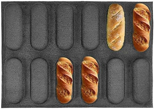 Roundsky Padella in silicone antiaderente perforato pane, stampi per cani caldi, stampo per pane opaco