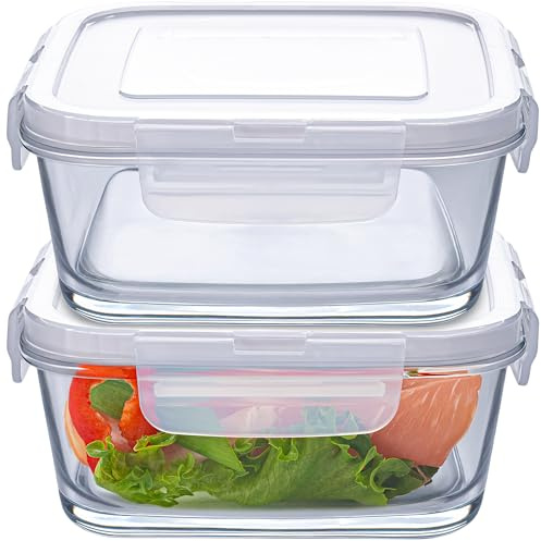 Konzept 11 - Frischhaltedose aus Glas (2 Stk 600 ml) Glasbehälter Mit Deckel für Lebensmittel Set, Vorratsdose für Küche spülmaschinenfest, Aufbewahrungsbox Auslaufsicher Luftdicht