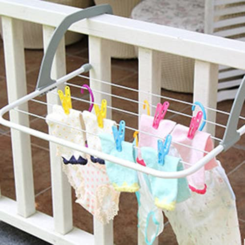 Cyrank Bracci Stendibiancheria da Balcone Esterno, Extend Stendibiancheria Estensibile Ripegabile Portasciugamani Stenditura per Balconi Ringhiere e Termosifone per Uso Interno Ed Esterno(Grigio)