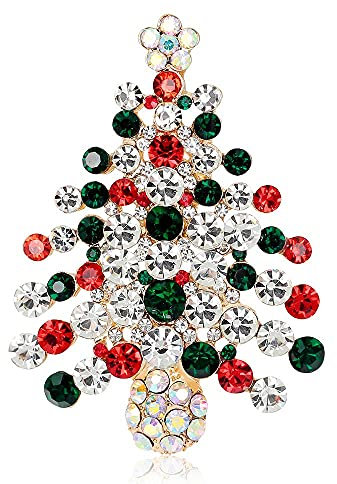 NOYOTA Brooch pins for Women,Fashion Rhinestone Tree Brooch Pins for Women Men Sweater Coat Dress Decoration Badge Accessories Xmas Jewelry Gifts