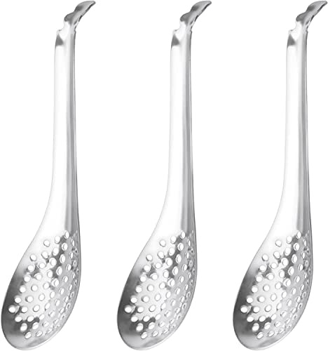 INHEMING 3 Piezas Cuchara de Caviar para Sopa, Cuchara Ranurada de Acero Inoxidable, Cuchara Cocina Molecular ,Cuchara de Esferificación