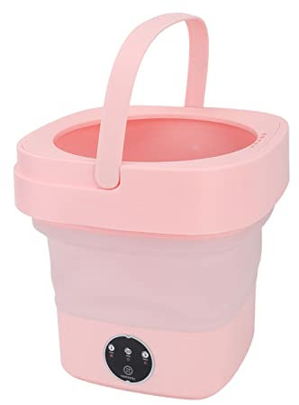 Asixxsix Lavatrice Portatile, Mini Lavatrice Portatile da 6,5 ​​Litri, Lavatrice Pieghevole con Tubo di Drenaggio, Piccola Rondella Portatile per Appartamento, Dormitorio, Camper, Viaggio (Rosa)