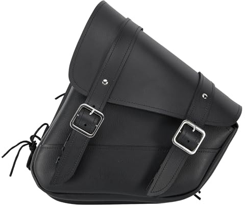 GARGOYLE BELLS Motorcycle Saddle Bags Leather Motorcycle Luggage Bag for Softails Sportsters and Choppers Waterproof Swing Arm Bag for Motorcycle Left Side Bag (Black PVC, Left Side)