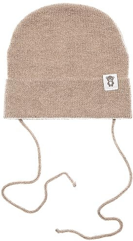 KNITAS Einlagig Gestrickte Babymütze aus Merino und Kaschmirwolle für Baby Kleinkind I Superweiche und warme Mütze für Neugeborene 0-6 Monate I Babies Wintermütze in der Farbe Beige