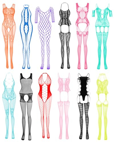 JDiction Ensemble de lingerie en résille pour femmes BabyDoll Bodysuit Sexy (lot de 12), One Size