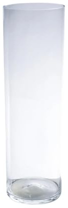 Dekoglas, Vase Zylinder Cold Cut H. 50cm D. 15cm transparent rund Glas Hakbijl