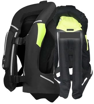LMLTOP Chaleco Airbag Fluorescente for Motociclistas Con Protección De Cola Chaqueta De Montar Con Bolsa De Aire for Motocross No Equipado Con Cilindro De CO2 (Color : Black, Size : XL)