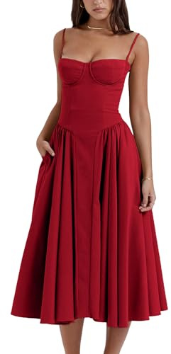 xxxiticat Dam elegant midi balklänningar A-linje bröllopsklänning aftonklänningar sexig halterneck spaghetti brudklänning klänningar prinsessa brudtärna klänning, Rött vin, M