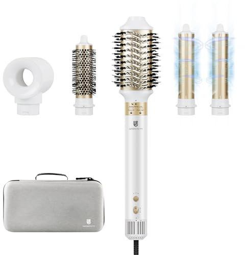 [5 in 1] Air Styler & Föhnbürste, [110.000 RPM] Hochtouriger negative Ionen Haartrockner schnell trocknend, Warmluftbürste Set mit Auto-Air Locken, Volumizer, Rundbürstenföhn, Glätteisen
