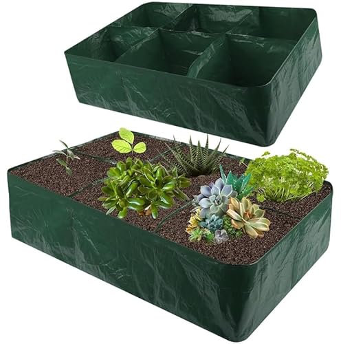 Borsa rettangolare rialzata per piante da giardino, grande borsa per la coltivazione di verdure, in plastica per erbe, divisorio ispessito per giardinaggio (6 griglie)