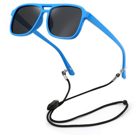 FEISEDY Occhiali da Sole da Pilota per Bambini Polarizzati 3-9 Anni Occhiali da Sole Retrò con Protezione UV400 e Montatura In Tpee per Bambini e Bambine B0152