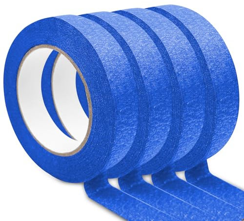 WinGluge 4 Rotoli Nastro di Mascheratura 24mm x 50m, Nastro Carta Imbianchino, Nastro per Mascheratura di Precisione, Nastro Adesivo per Pittura, per Mascheratura Verniciatura Ristrutturare