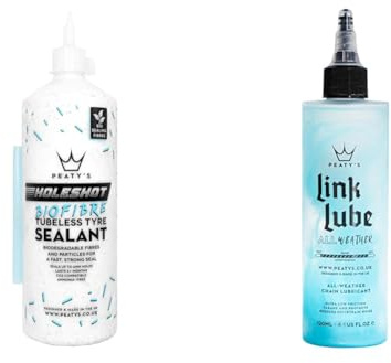 Peaty's Holeshot Biofibre Tubeless Tyre Sealant, Fast Acting Puncture Repair & Link Lube All-Weather Bike Chain Lubricant - A Bespoke Blend Of Oils And Waxes Specifically