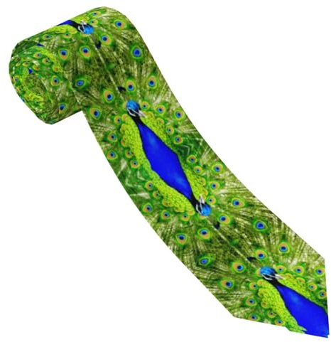 ESNAIUVCD Herren-Krawatte mit blauem Pfauenmuster, bedruckte Krawatte, formelle Party, Hochzeit, Geschenk, Krawatten für Männer, Schwarz , Einheitsgröße