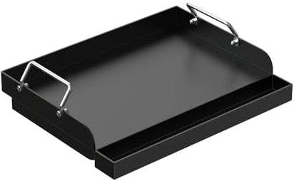 17 x 13 Nonstick Grill Griddle for Most Gas Grills, Universal Flat Top Griddle for Charcoal/Gas Stove, Cooking Griddle Plate with Removable Handles & Grease Groove for Camping, Tailgating, Parties