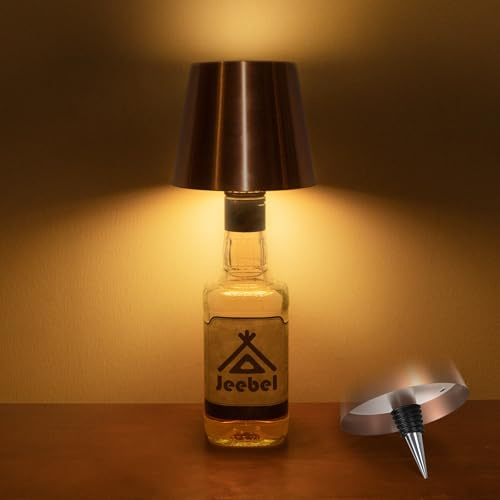 Jeebel Lumière de Bouteille Dimmable LED Lampe de Bouteille Sans Fil en Métal Rechargeable avec Contrôle Tactile 5200mAh IP54, Abat-Jour Bouteille Portable pour Intérieur Extérieur Salon Jardin