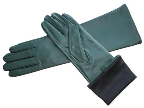 Damen Touchscreen Lange Handschuhe Dünne Seide Gefüttert Lederhandschuhe, EN8 Seidenfutter, 6.5