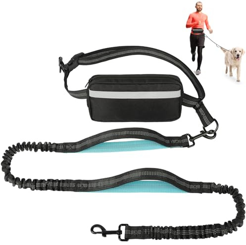 vsshe Correa Perro Manos Libres, arnés Profesional con Doble Cuerda Elástica y Costuras Reflectantes, absorción de Choque, para Trotar, Caminar, Entrenar y Correr con tu Mascota(Negro)