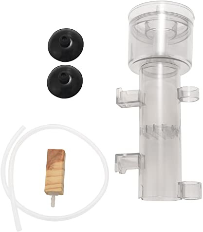 Asyduey 600L / H Mini Acuario Tanque de Coral para Peces Marinos Interior Skimmer de ProteíNa Suspendido en Aire con Tubo de Piedra de Aire de Madera