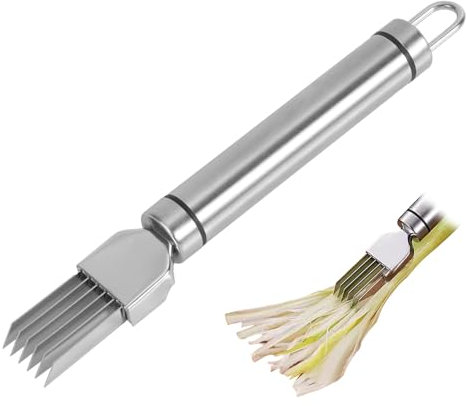 lasuroa Green Spring Onion Cutter, Upgrade Stainless Steel Shred Silk The Knife Multi-Blade Shredding Shredder Practical Kitchen Slicing Tool for Vegetables Onion Garlic Chives