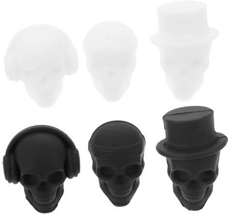 Mobestech 6pcs Creative Silicone Skull Wine Glass Markers Reusable Drink Identifiers for Parties Cup Decorations for Recognition