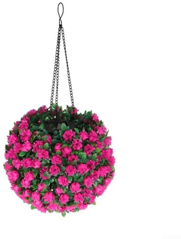 Homeponnew Esferas de Luzs Solar con Flores Artificiales para Colgar en Exteriores, Lámpara Decorativa de Plástico Impermeable que Ahorra Energías, Ambiente Cálido para Jardines Celebraciones