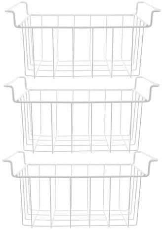 Gadpiparty 3 Piezas Cestas De Almacenamiento Refrigeradas De Malla Cestas Para Congelador Horizontal Organizadores Metálicos Para Cocina y Refrigerador Para Congelador